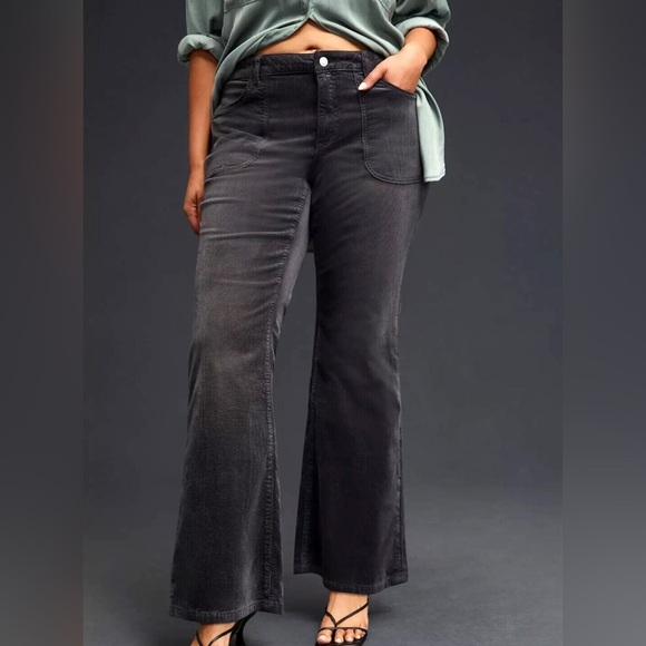 Pilcro and the Letterpress Pants - Anthropologie Pilcro Gray Flare Corduroy Pants